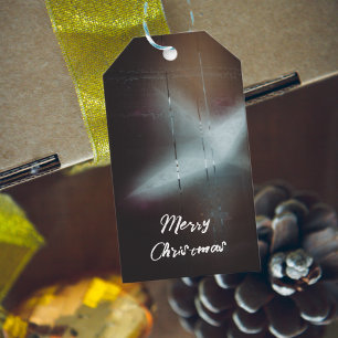 Moody Winter Night's Big Christmas Star Gift Tags