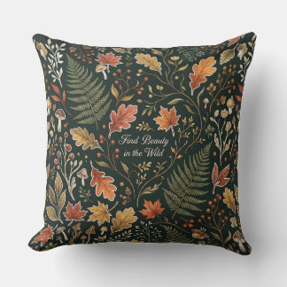 Moody Woodland Botanical Throw Pillow
