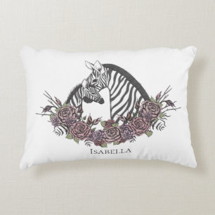 Moody Zebra Safari Hand-Drawn Mauve Accent Decorative Cushion
