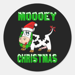 Mooey Christmas - Christmas Cow Classic Round Sticker