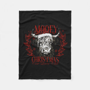 Mooey Christmas Cow Lover Club Western Santa Cow W Fleece Blanket