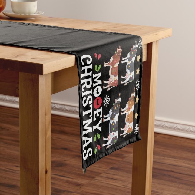 Mooey Christmas Cow Lover Holiday Farm Farmer Short Table Runner (In Situ)