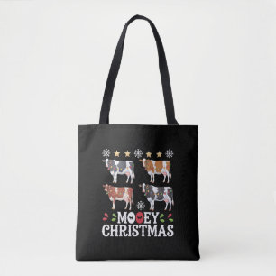 Mooey Christmas Cow Lover Holiday Farm Farmer Tote Bag