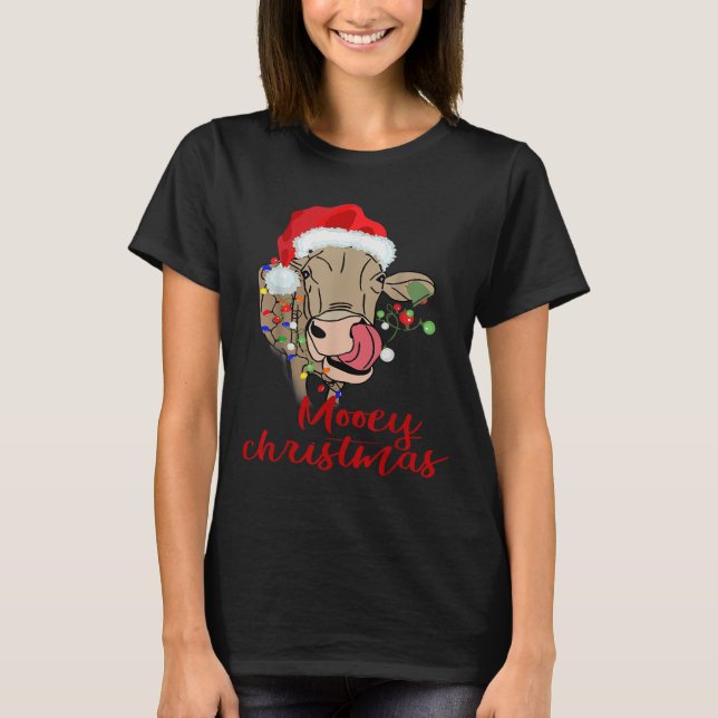 Mooey Christmas Cow T Shirt Heifer Farmer Xmas Gif (Front)