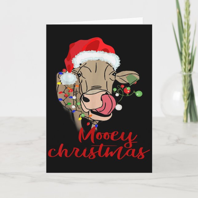 Mooey Christmas Cow T Shirt Heifer Farmer Xmas Gif Card (Front)