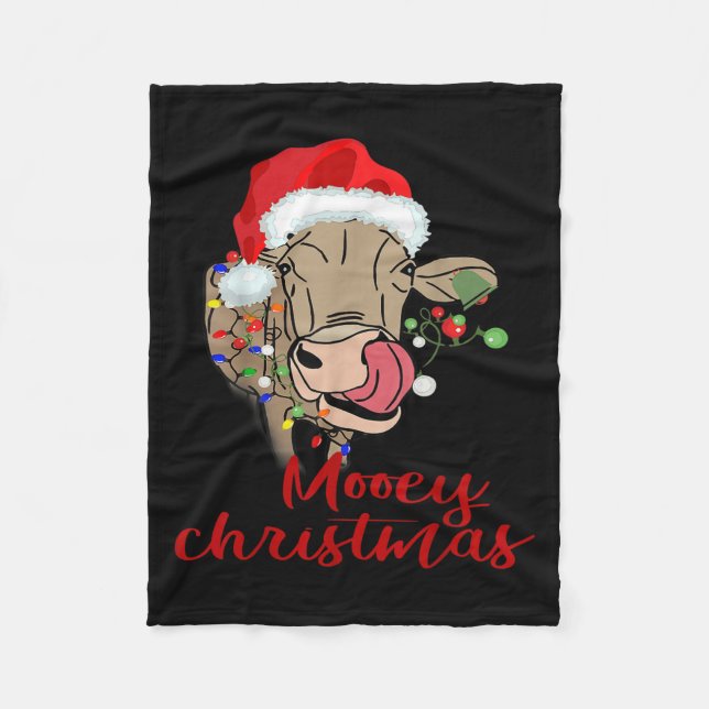 Mooey Christmas Cow T Shirt Heifer Farmer Xmas Gif Fleece Blanket (Front)