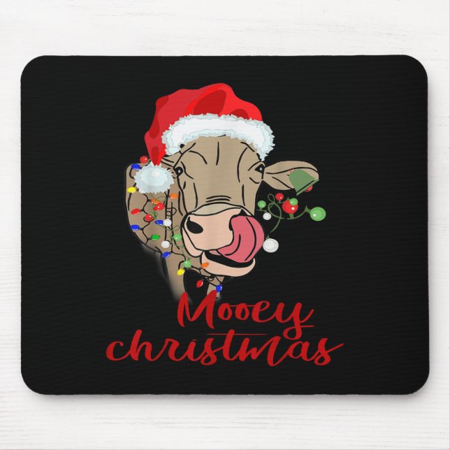 Mooey Christmas Cow T Shirt Heifer Farmer Xmas Gif Mouse Mat (Front)