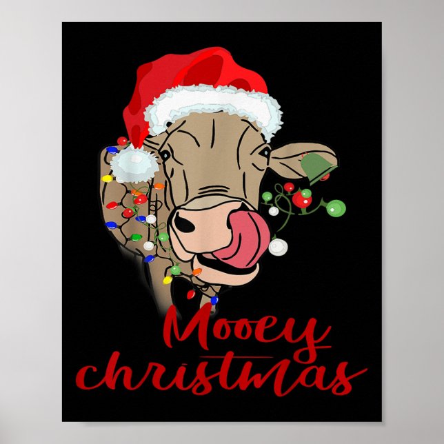 Mooey Christmas Cow T Shirt Heifer Farmer Xmas Gif Poster (Front)