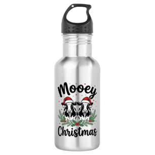 Mooey Christmas Cow Vintage Engraving Shirt Design 532 Ml Water Bottle