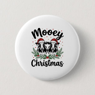 Mooey Christmas Cow Vintage Engraving Shirt Design 6 Cm Round Badge