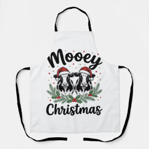 Mooey Christmas Cow Vintage Engraving Shirt Design Apron