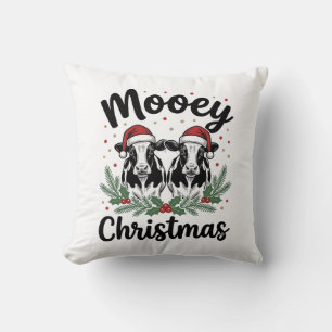 Mooey Christmas Cow Vintage Engraving Shirt Design Cushion