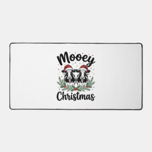 Mooey Christmas Cow Vintage Engraving Shirt Design Desk Mat