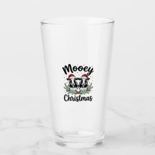 Mooey Christmas Cow Vintage Engraving Shirt Design Glass