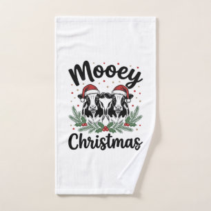 Mooey Christmas Cow Vintage Engraving Shirt Design Hand Towel