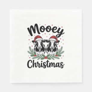 Mooey Christmas Cow Vintage Engraving Shirt Design Napkin