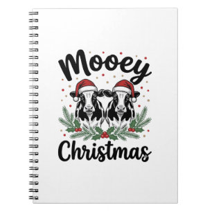 Mooey Christmas Cow Vintage Engraving Shirt Design Notebook