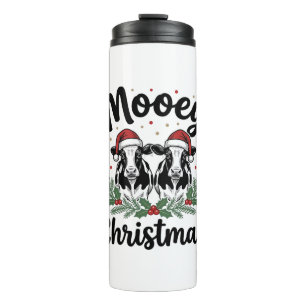Mooey Christmas Cow Vintage Engraving Shirt Design Thermal Tumbler