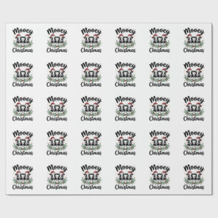 Mooey Christmas Cow Vintage Engraving Shirt Design Wrapping Paper