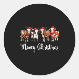 Mooey Christmas Cowgirl Xmas Funny Western Christm Classic Round Sticker