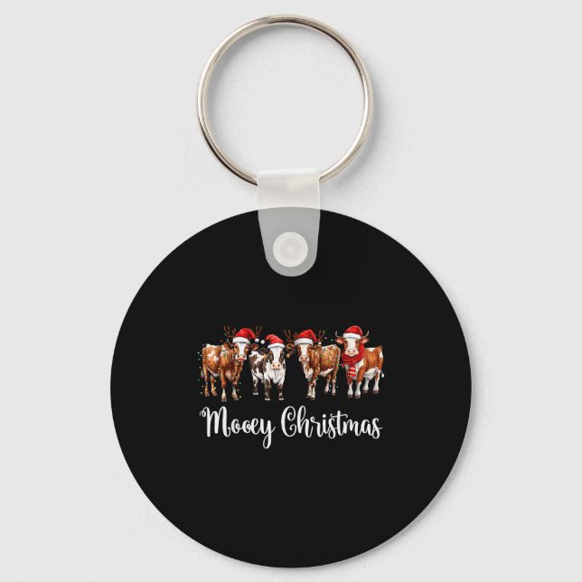 Mooey Christmas Cowgirl Xmas Funny Western Christm Key Ring (Front)