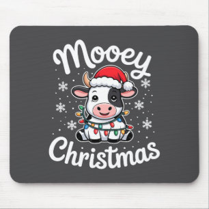 Mooey Christmas Cute Cow With Santa Hat And Holida Mouse Mat
