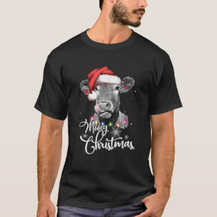 Mooey Christmas Fun Heifer Cow Santa Xmas Light Fa T-Shirt