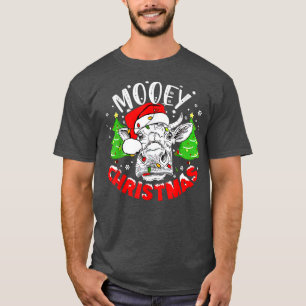 Mooey Christmas Fun Heifer Santa Xmas Light Cow Fa T-Shirt