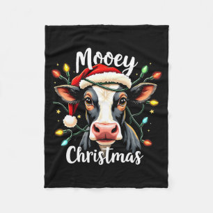 Mooey Christmas Funny Xmas Cow Cattle Lovers Fleece Blanket