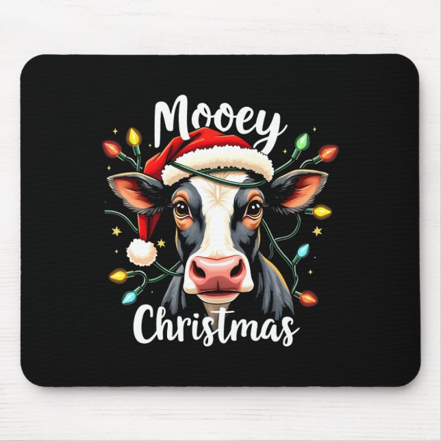Mooey Christmas Funny Xmas Cow Cattle Lovers  Mouse Mat (Front)