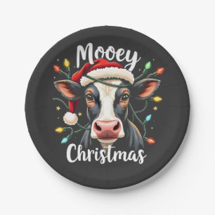 Mooey Christmas Funny Xmas Cow Cattle Lovers Paper Plate