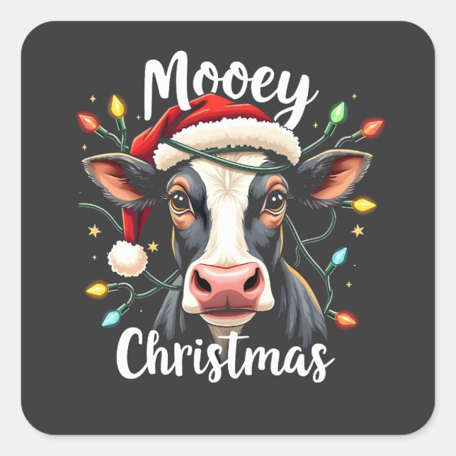 Mooey Christmas Funny Xmas Cow Cattle Lovers  Square Sticker (Front)