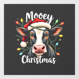 Mooey Christmas Funny Xmas Cow Cattle Lovers Window Cling