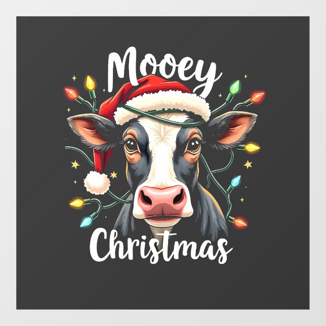 Mooey Christmas Funny Xmas Cow Cattle Lovers  Window Cling (Sheet)