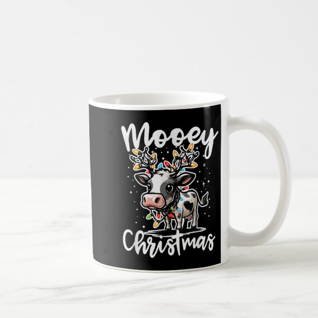 Mooey Christmas Heifer Cow Reindeer Christmas Ligh Coffee Mug (Right)