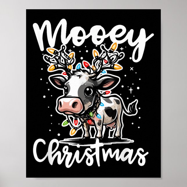 Mooey Christmas Heifer Cow Reindeer Christmas Ligh Poster (Front)