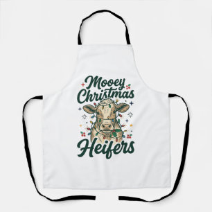 Mooey Christmas Heifers Funny Cow Christmas Design Apron