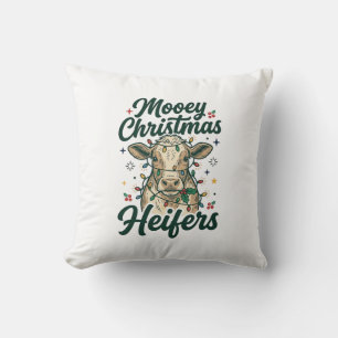 Mooey Christmas Heifers Funny Cow Christmas Design Cushion