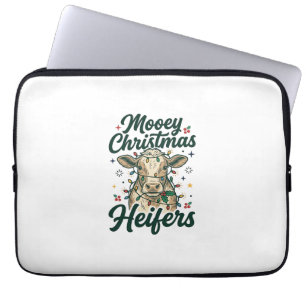 Mooey Christmas Heifers Funny Cow Christmas Design Laptop Sleeve