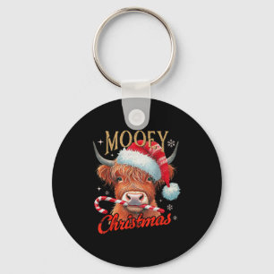 Mooey Christmas Highland Cow Design Xmas Cow Lover Key Ring