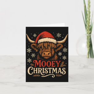 Mooey Christmas Highland Cow Funny Santa Hat Desig Card
