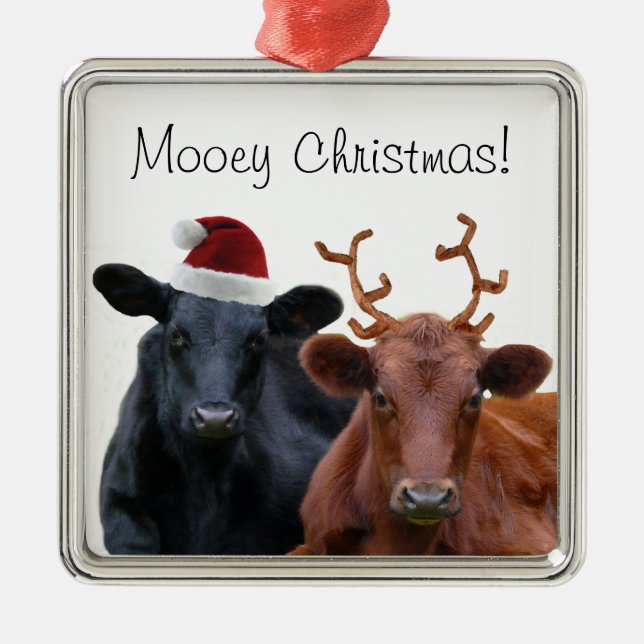 Mooey Christmas Holiday Costume Cattle Metal Tree Decoration (Front)