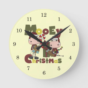 Mooey Christmas Round Clock