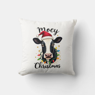 Mooey Christmas Santa Christmas Lights Cow Lovers Cushion