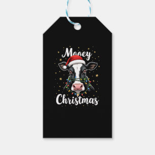 Mooey Christmas Santa Christmas Lights Cow Lovers Gift Tags