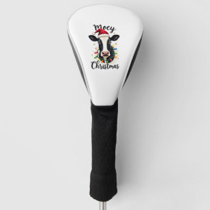 Mooey Christmas Santa Christmas Lights Cow Lovers Golf Head Cover