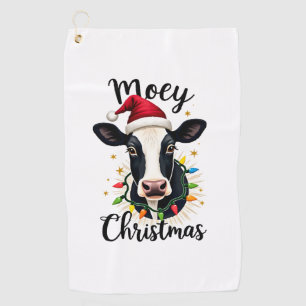 Mooey Christmas Santa Christmas Lights Cow Lovers Golf Towel