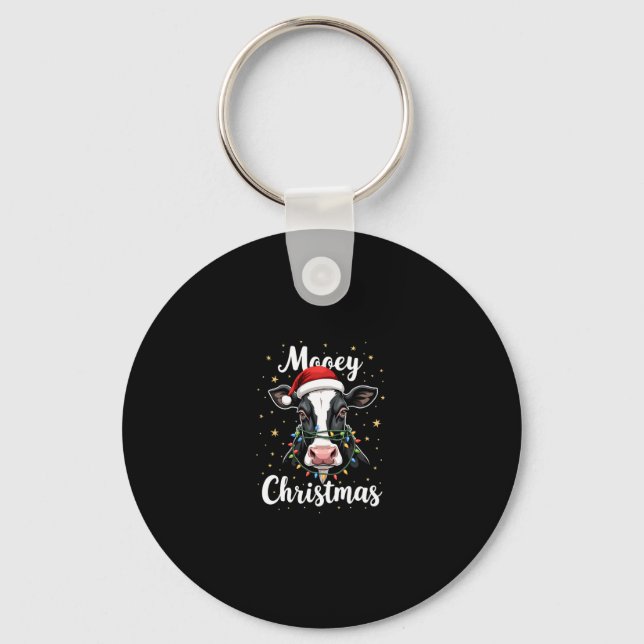 Mooey Christmas Santa Christmas Lights Cow Lovers  Key Ring (Front)
