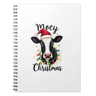 Mooey Christmas Santa Christmas Lights Cow Lovers Notebook