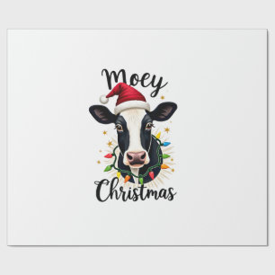 Mooey Christmas Santa Christmas Lights Cow Lovers Wrapping Paper